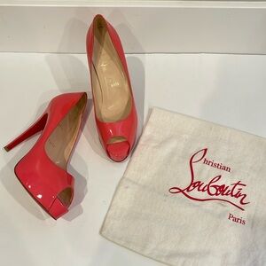 CHRISTIAN LOUBOUTIN Peep Toe Platform Patent Heels